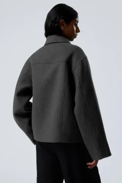 Weekday SHORT WOOL BLEND JACKET dark grey melange Outlet