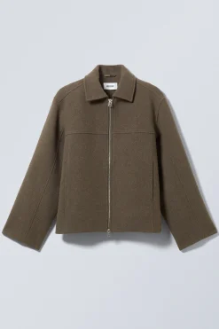 Weekday SHORT WOOL BLEND JACKET dark brown Outlet