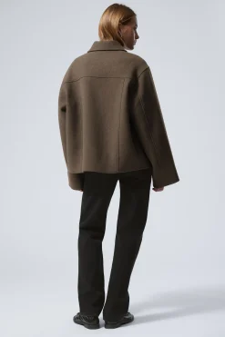 Weekday SHORT WOOL BLEND JACKET dark brown Outlet