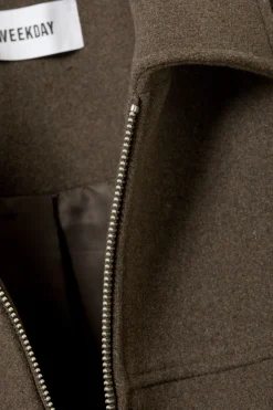 Weekday SHORT WOOL BLEND JACKET dark brown Outlet