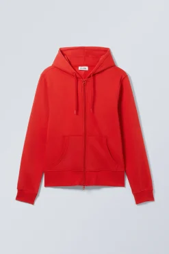 Weekday SHRUNKEN ZIP HOODIE bright red Fashion