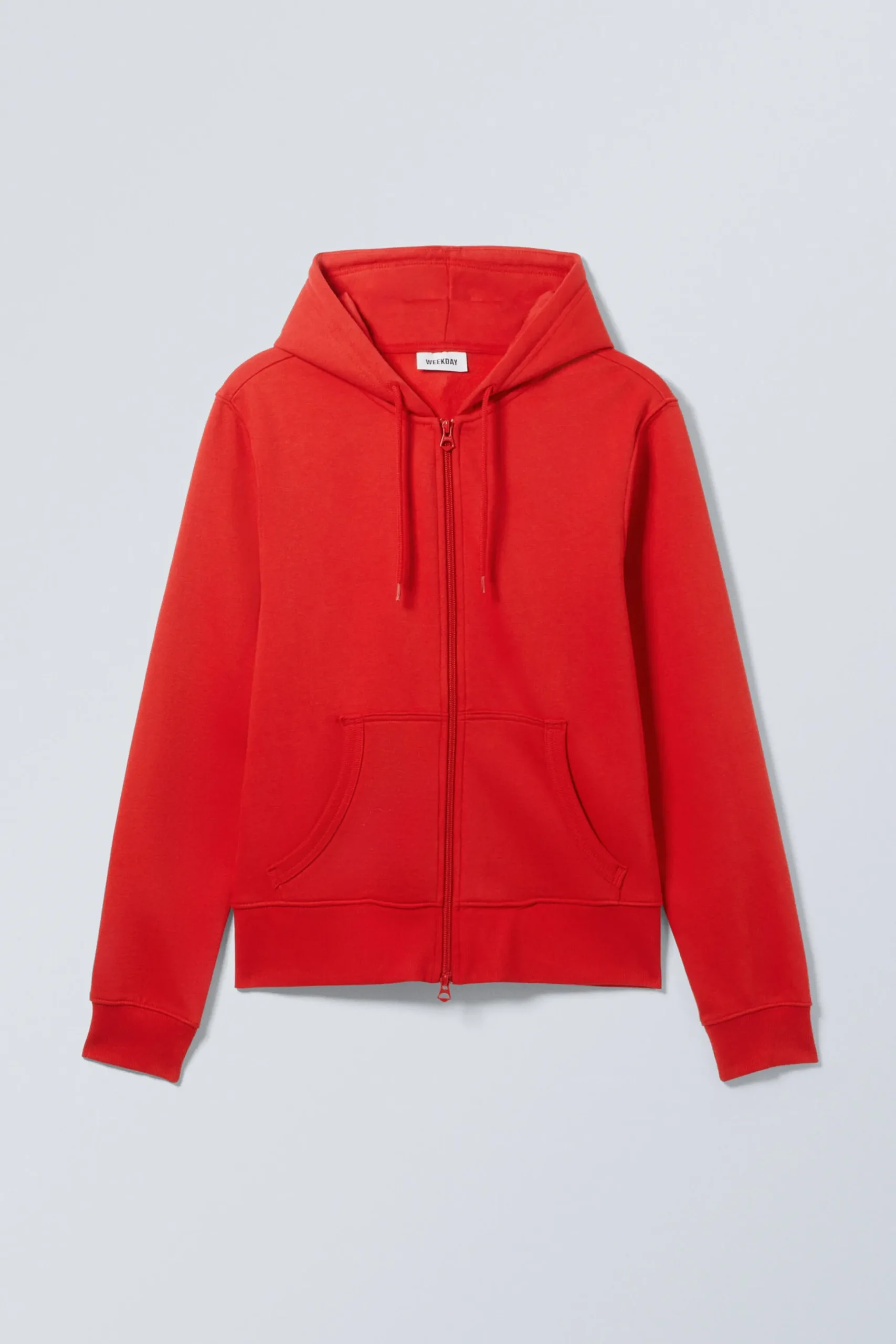 Weekday SHRUNKEN ZIP HOODIE bright red Fashion