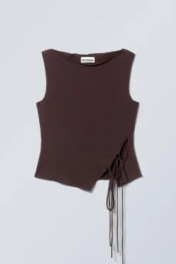 Weekday SIDE TIE SLEEVELESS TOP dark plum Fashion