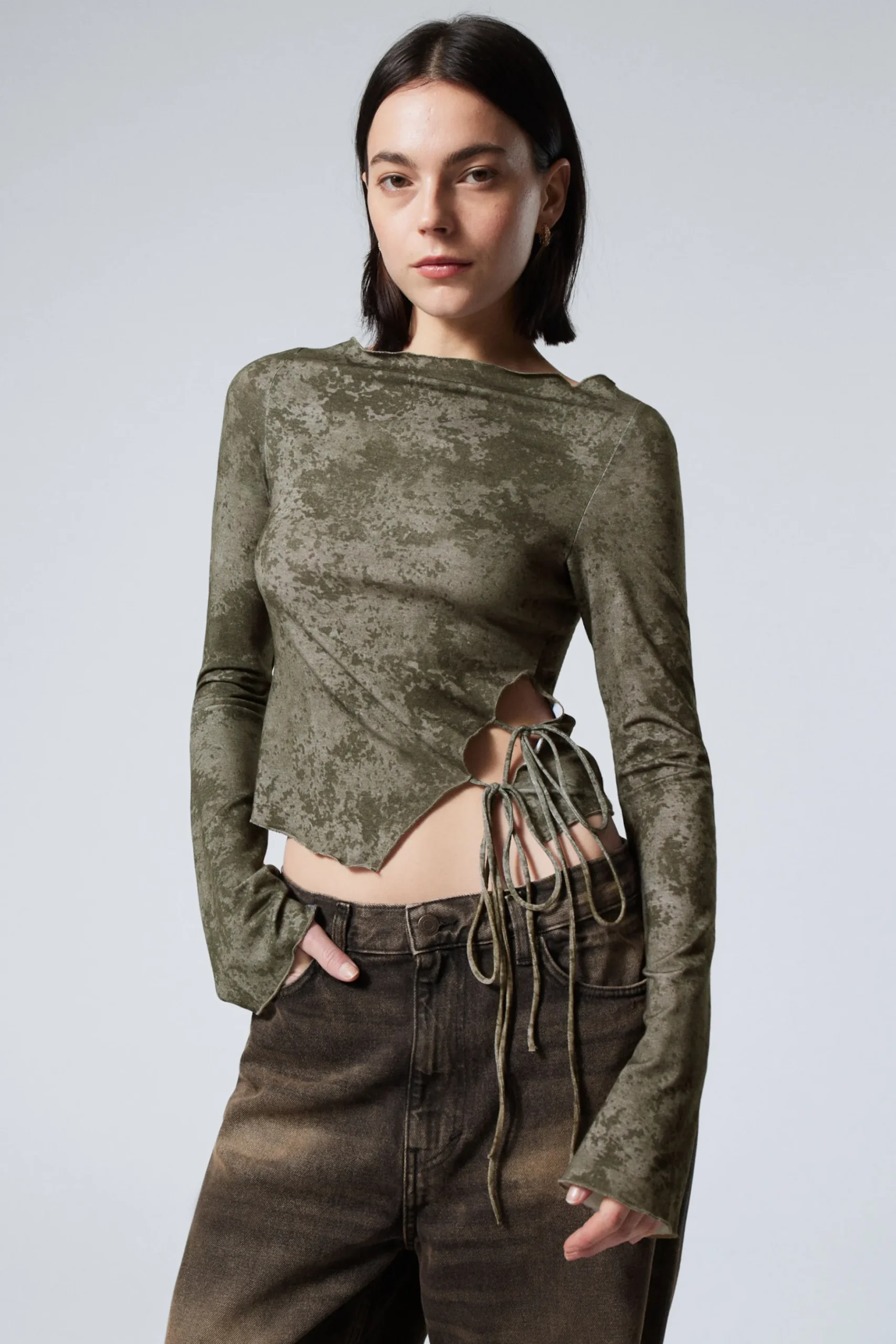 Weekday SIDE TIE TOP taupe smoked granite Clearance
