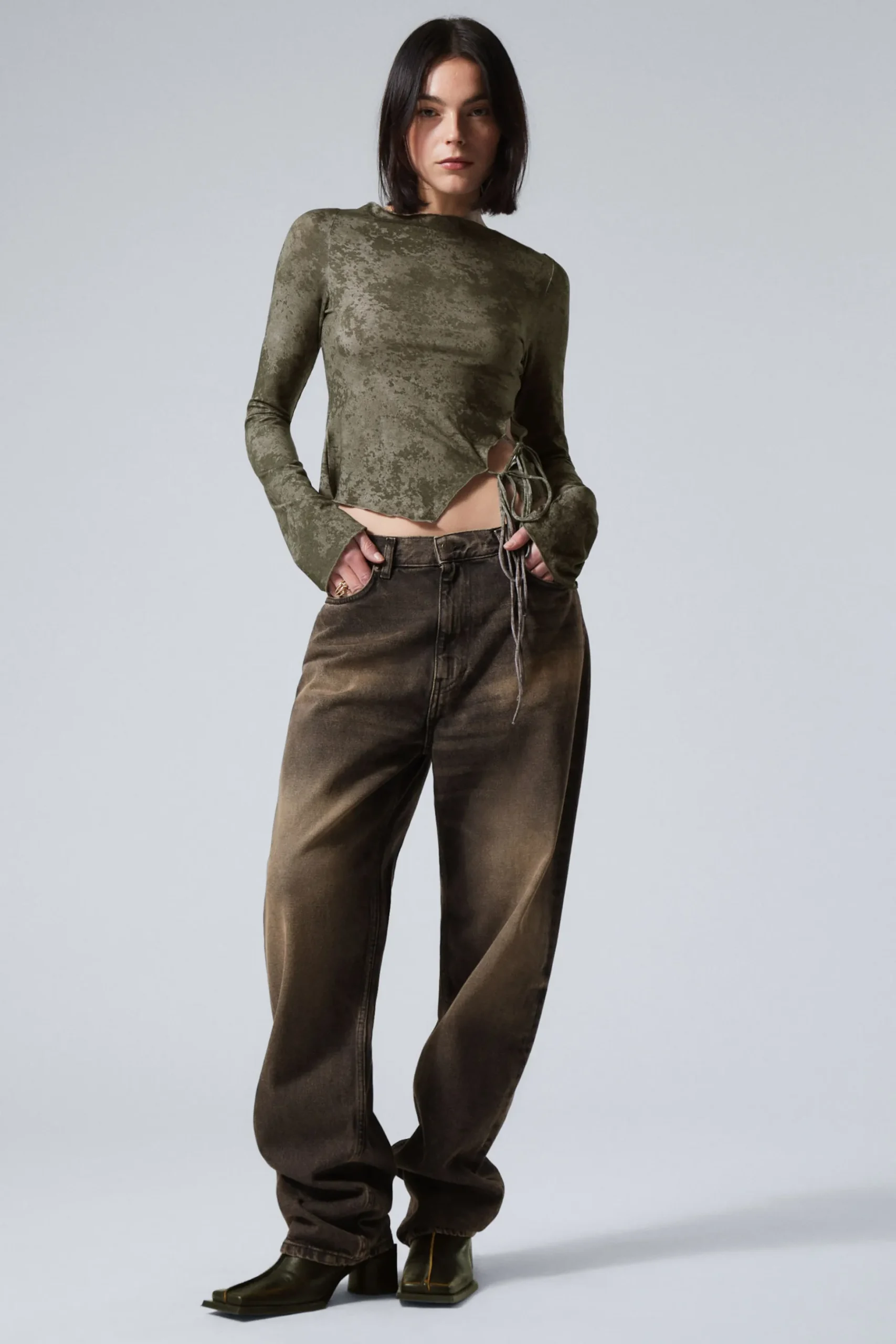 Weekday SIDE TIE TOP taupe smoked granite Clearance