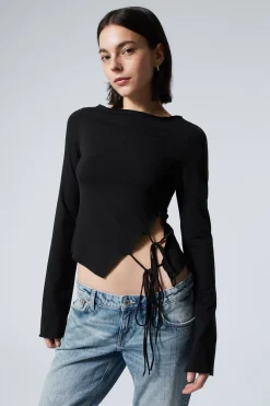 Weekday SIDE TIE TOP black Hot