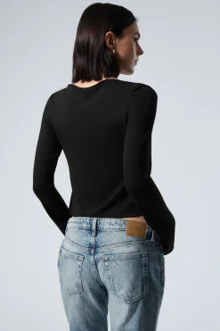 Weekday SIDE TIE TOP black Hot