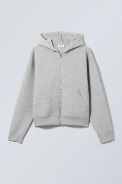 Weekday SIMON SCUBA ZIP HOODIE grey melange Flash Sale