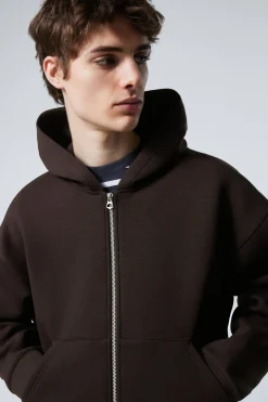 Weekday SIMON SCUBA ZIP HOODIE dark brown Flash Sale