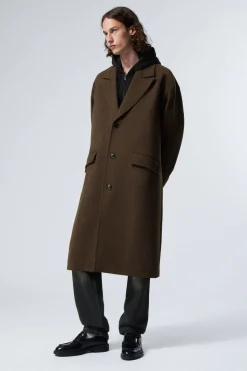 Weekday SINGLE BREASTED WOOL-BLEND COAT dark brown Sale