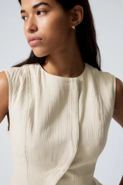 Weekday SLEEVELESS ASYMMETRIC PEPLUM TOP ecru Outlet