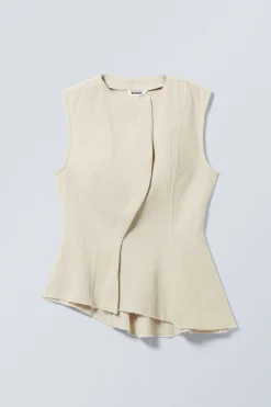 Weekday SLEEVELESS ASYMMETRIC PEPLUM TOP ecru Outlet