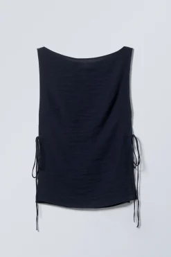 Weekday SLEEVELESS BOAT-NECK TIE TOP navy blue Sale