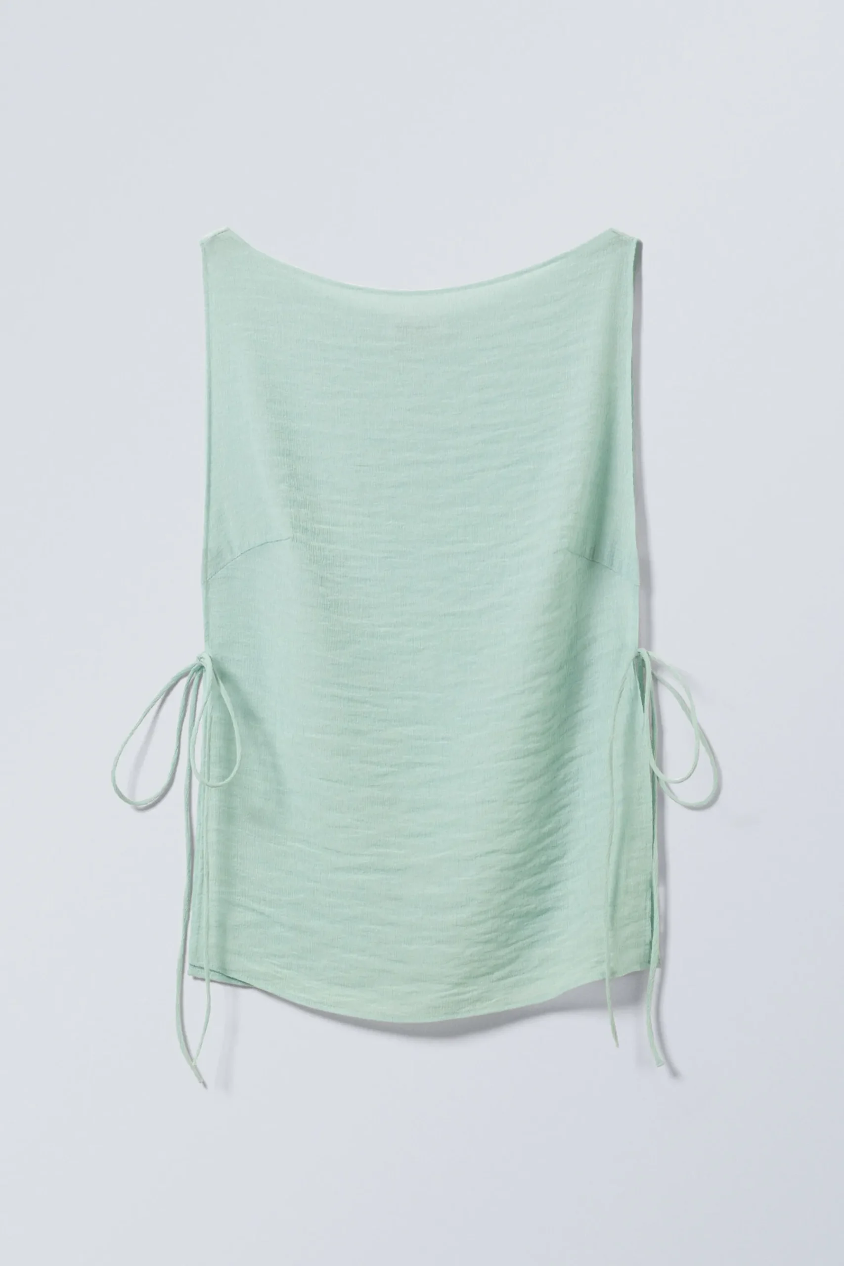 Weekday SLEEVELESS BOAT-NECK TIE TOP light dusty turquoise Store