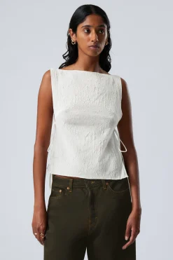 Weekday SLEEVELESS BOAT-NECK TIE TOP white Best Sale