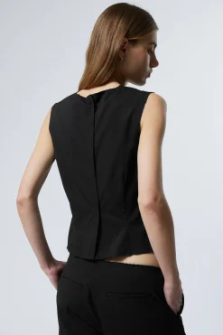 Weekday SLEEVELESS FRAYED SUITING TOP black Hot