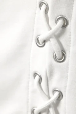 Weekday SLEEVELESS LACING BOAT-NECK EYELET TOP white Best
