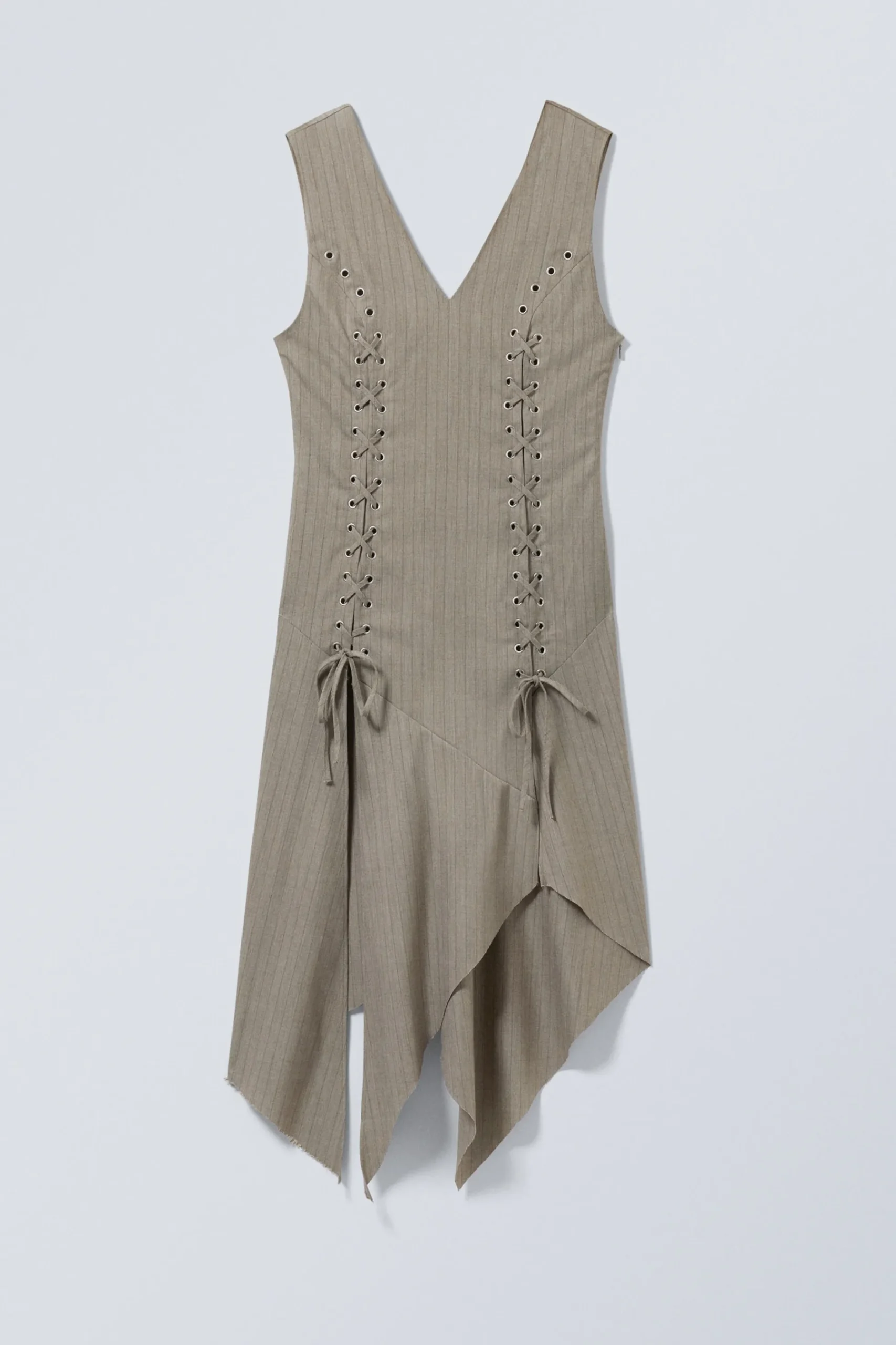 Weekday SLEEVELESS LACING MIDI DRESS striped dusty beige Hot