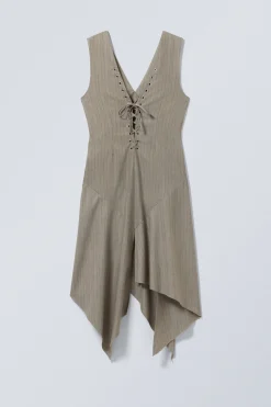 Weekday SLEEVELESS LACING MIDI DRESS striped dusty beige Hot