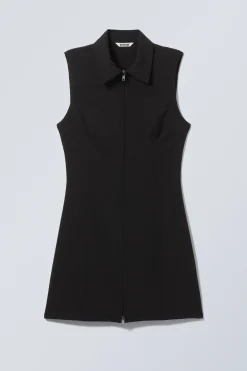 Weekday SLEEVELESS MINI SUITING ZIP DRESS black Clearance