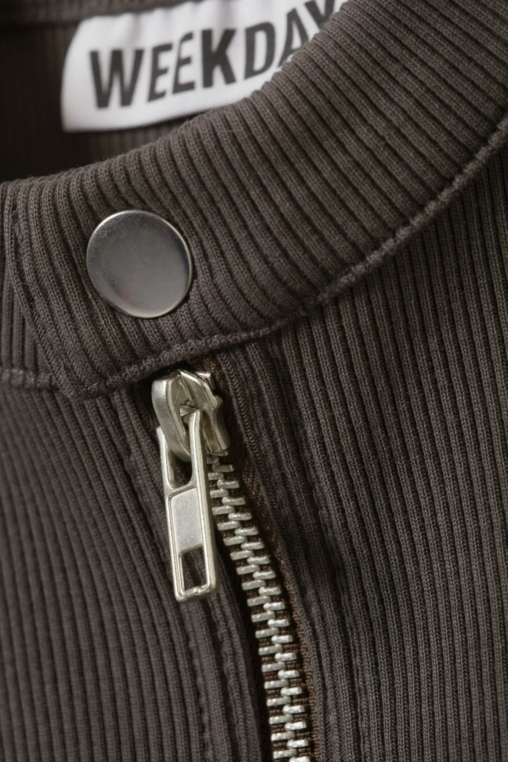 Weekday SLEEVELESS RIBBED ZIP-TOP dark grey Shop