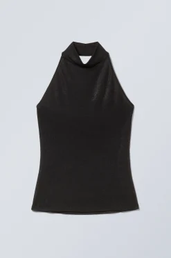 Weekday SLEEVELESS SHINY HALTERNECK TOP black Store