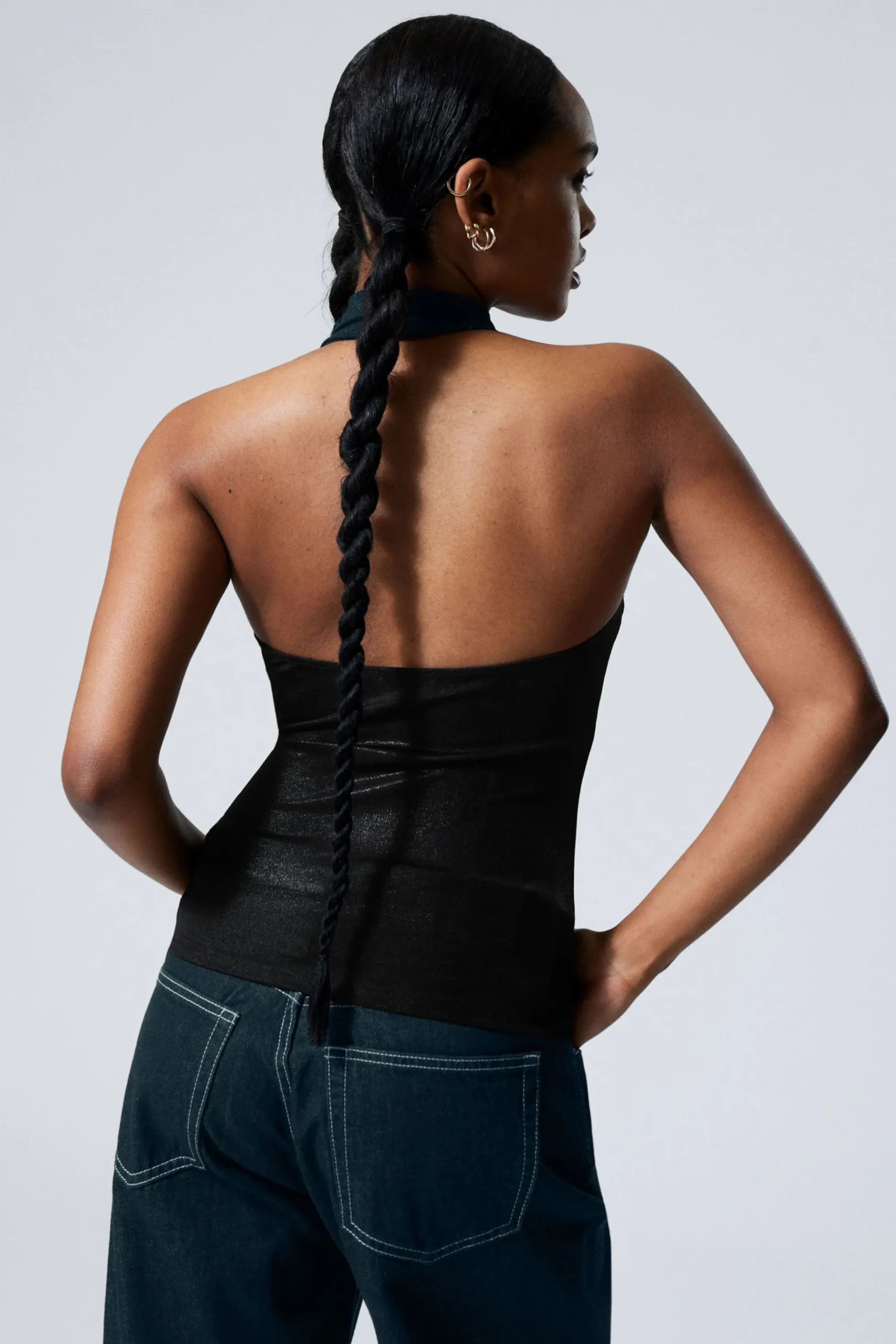 Weekday SLEEVELESS SHINY HALTERNECK TOP black Store