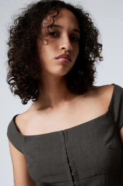 Weekday SLEEVELESS WIDE NECK TOP dark grey Store