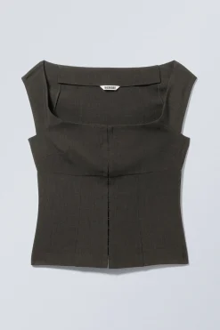 Weekday SLEEVELESS WIDE NECK TOP dark grey Store