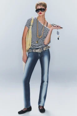 Weekday SLEEZIE LOW WAIST SKINNY STRAIGHT JEANS blue spray Fashion