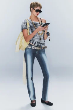 Weekday SLEEZIE LOW WAIST SKINNY STRAIGHT JEANS blue spray Fashion