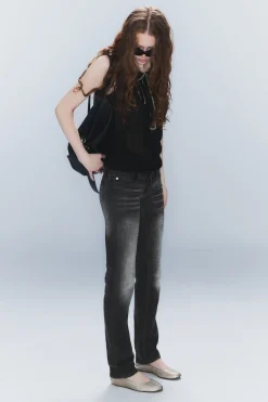 Weekday SLEEZIE LOW WAIST SKINNY STRAIGHT JEANS swab black Sale