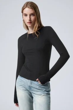 Weekday SLIM FITTED LONG SLEEVE black Best