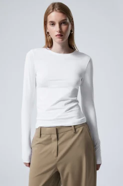 Weekday SLIM FITTED LONG SLEEVE white Store