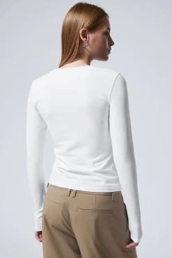 Weekday SLIM FITTED LONG SLEEVE white Store
