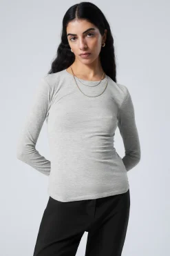 Weekday SLIM FITTED LONG SLEEVE dusty grey Outlet