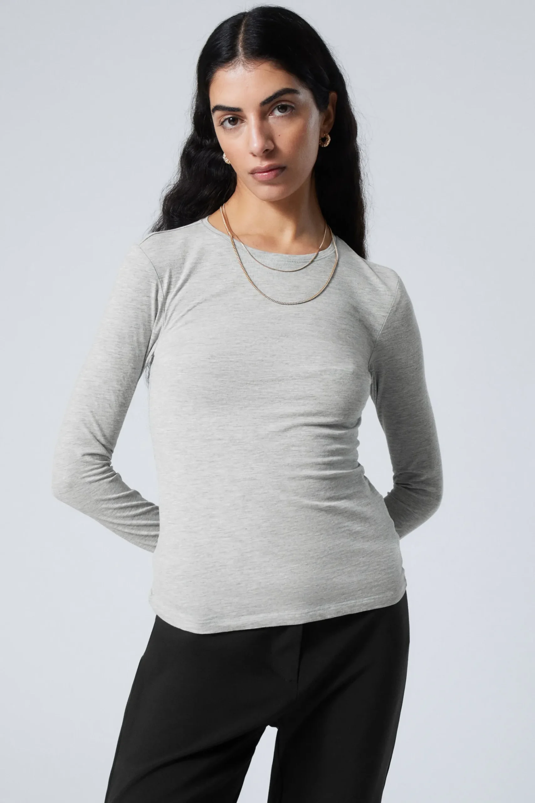 Weekday SLIM FITTED LONG SLEEVE dusty grey Outlet
