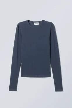 Weekday SLIM FITTED LONG SLEEVE dark dusty blue New