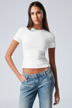 Weekday SLIM FITTED T-SHIRT white Fashion