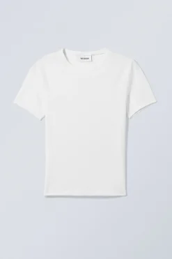 Weekday SLIM FITTED T-SHIRT white Fashion
