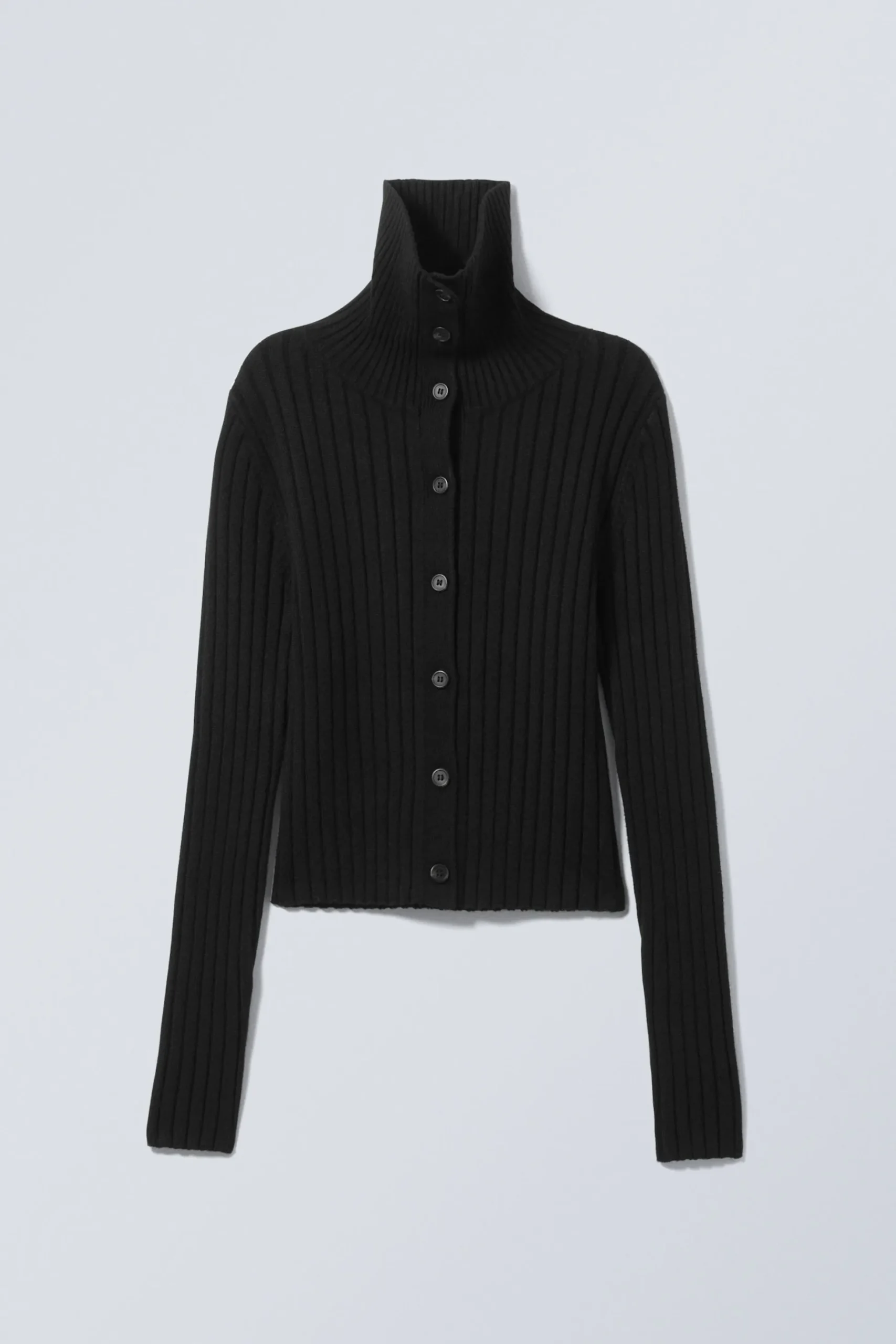 Weekday SLIM KNITTED TURTLENECK CARDIGAN black Flash Sale