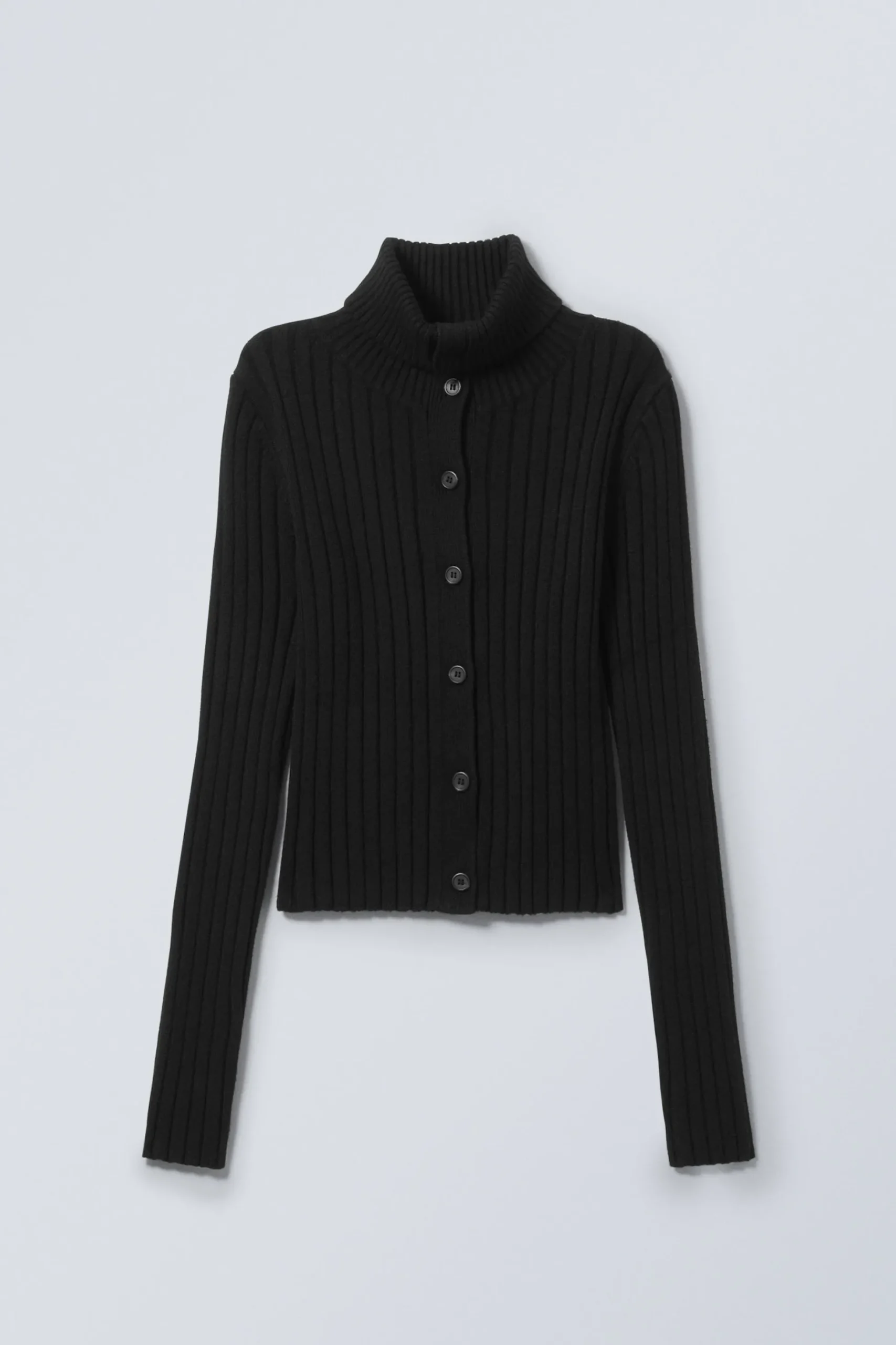 Weekday SLIM KNITTED TURTLENECK CARDIGAN black Flash Sale