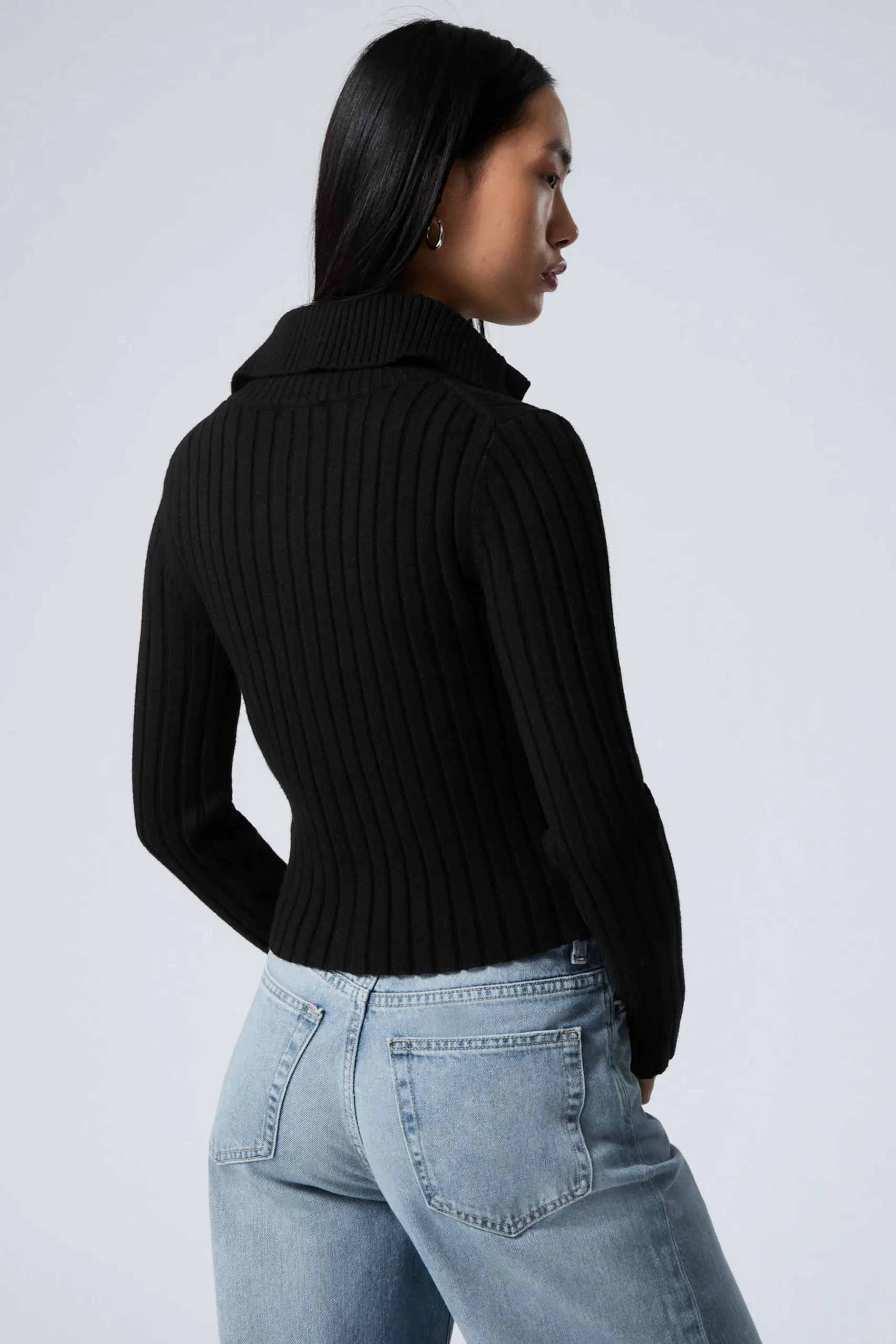 Weekday SLIM KNITTED TURTLENECK CARDIGAN black Flash Sale