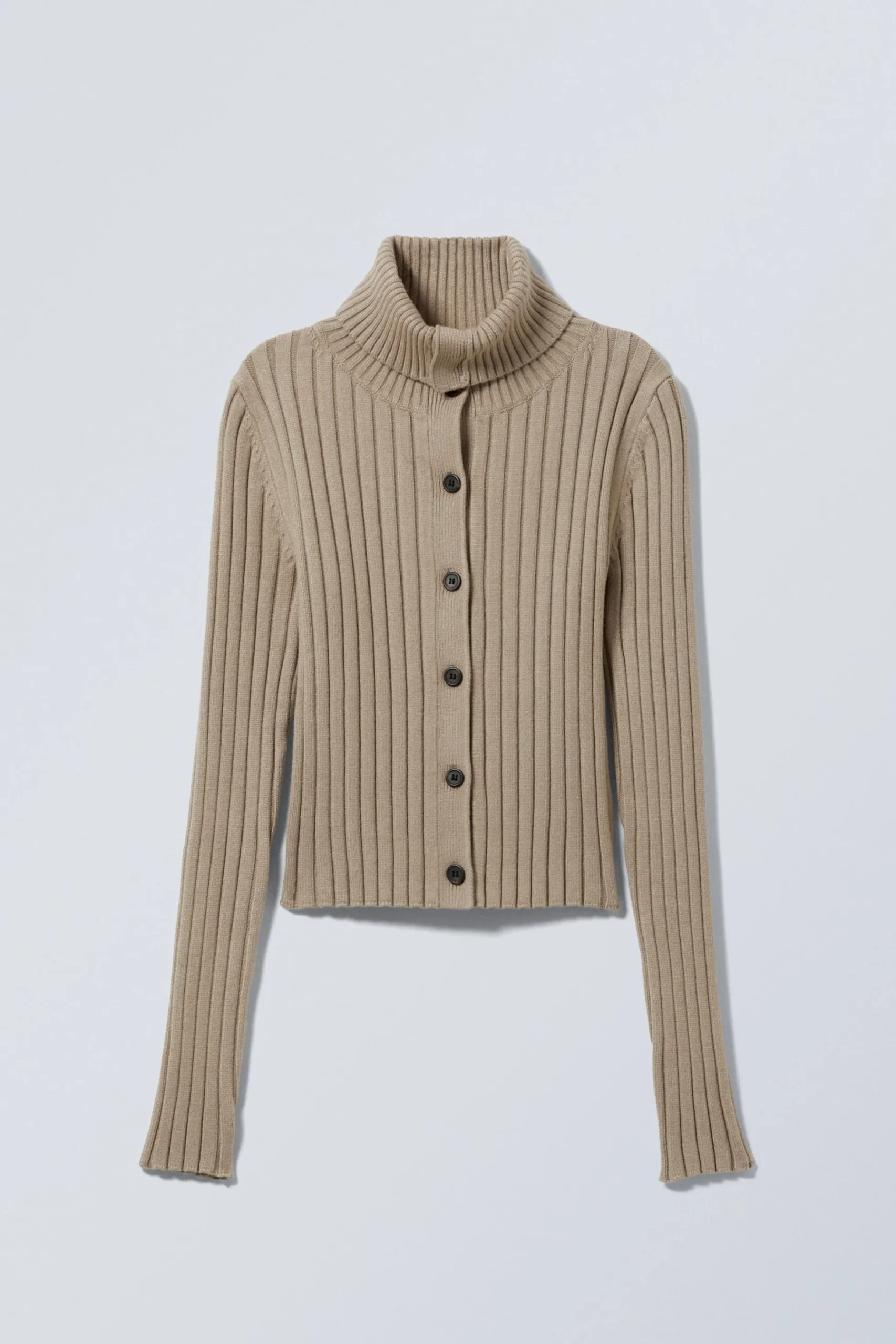 Weekday SLIM KNITTED TURTLENECK CARDIGAN dusty beige Online
