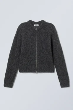 Weekday SLIM KNITTED ZIP CARDIGAN dark grey melange Cheap