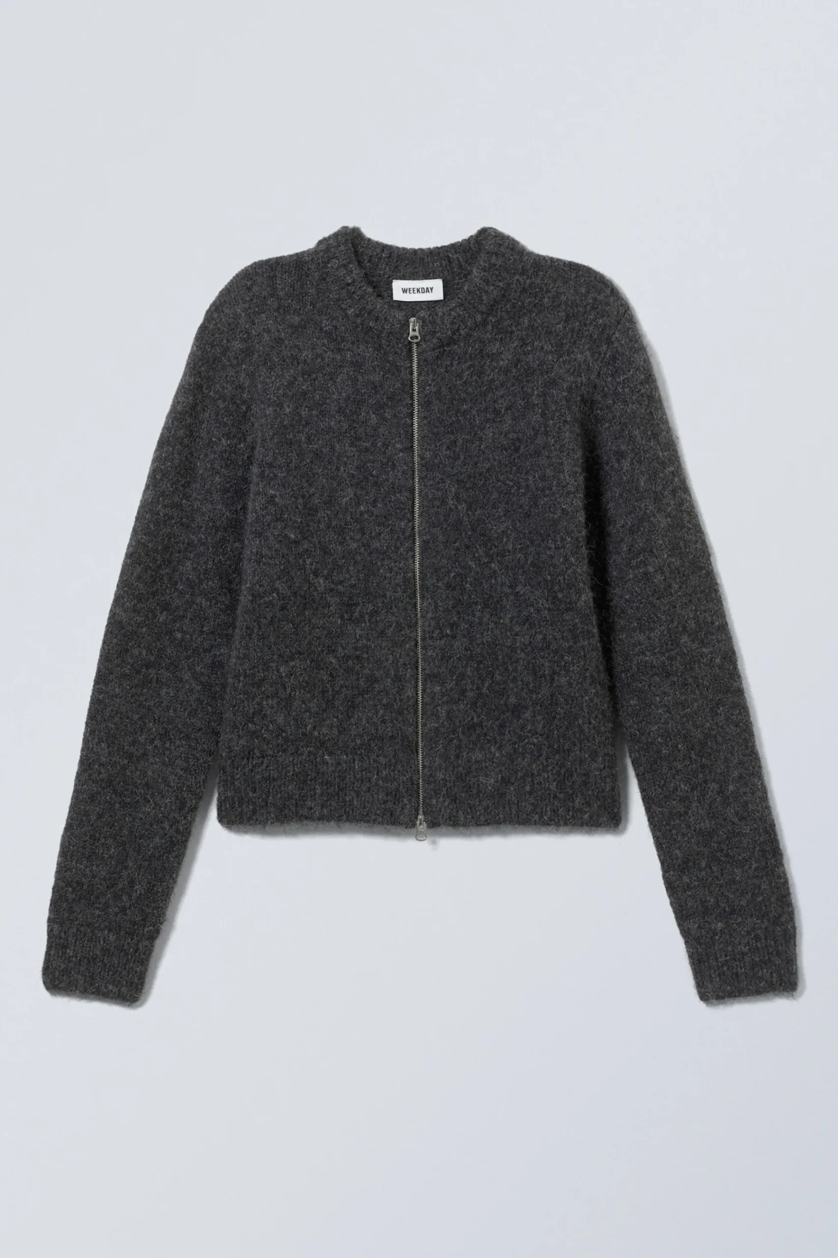 Weekday SLIM KNITTED ZIP CARDIGAN dark grey melange Cheap
