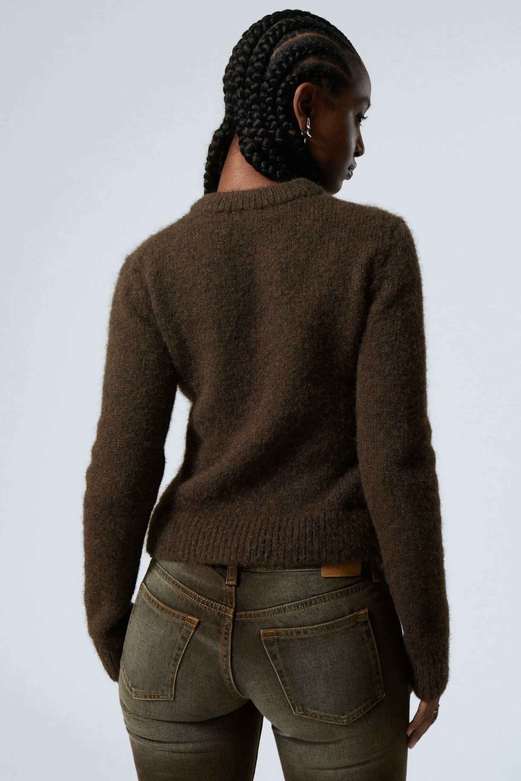 Weekday SLIM KNITTED ZIP CARDIGAN dark brown Store