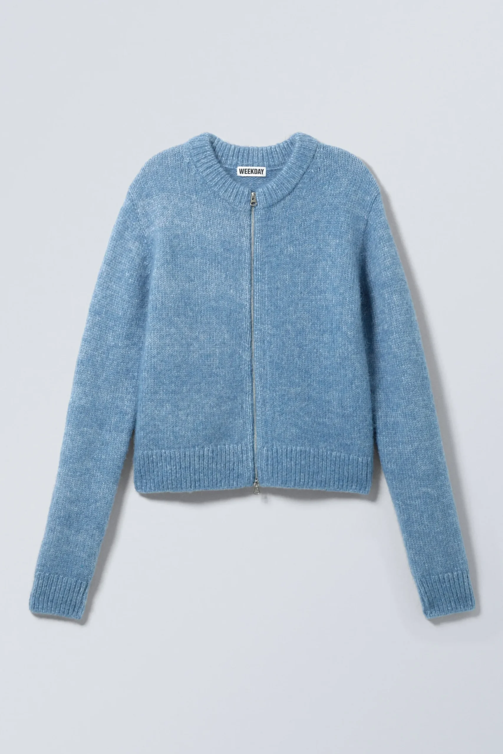Weekday SLIM KNITTED ZIP CARDIGAN blue melange Clearance