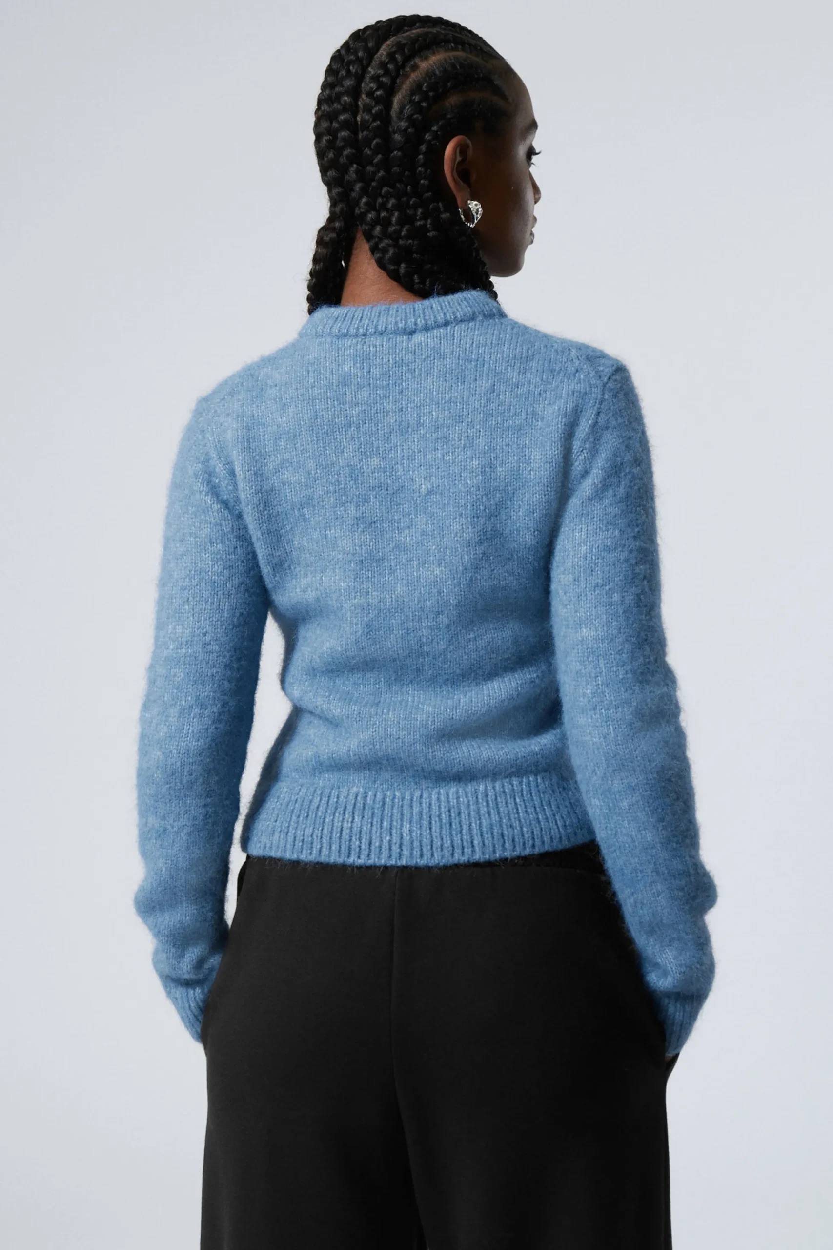 Weekday SLIM KNITTED ZIP CARDIGAN blue melange Clearance