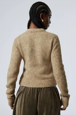 Weekday SLIM KNITTED ZIP CARDIGAN beige melange Flash Sale